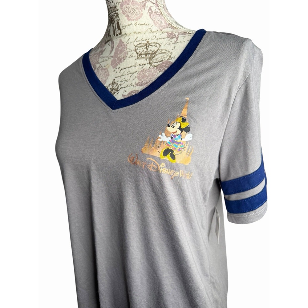 NWT Walt Disney World 50th Anniversary Minnie Mouse V-Neck Castle T-Shirt Tee M - Picture 7 of 8